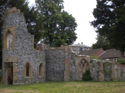 Completed restoration of Saffron Walden flint folly
