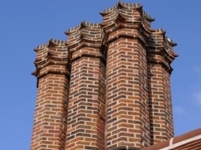 Completed restoration of Landwades Hall Gatehouses's chimneys