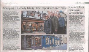 News paper article from the Cambridge Independent of the restoration