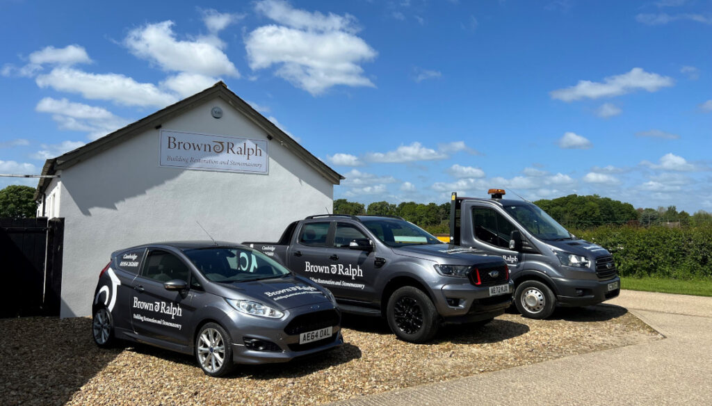 Newly refurbished office and yard at Northfield Farm in Lode, near Cambridge.