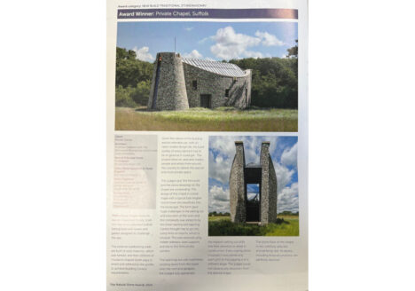 Natural Stone Award brochure with Brown and Ralph's award winning project in the category of New Build Traditional Stonemasonry.
