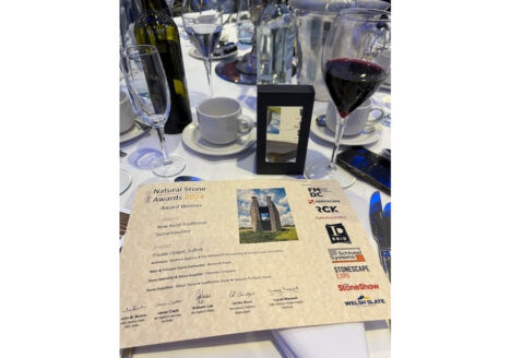 Natural Stone Award certificate 2024 on awards table