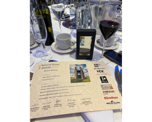 Natural Stone Award certificate 2024 on awards table